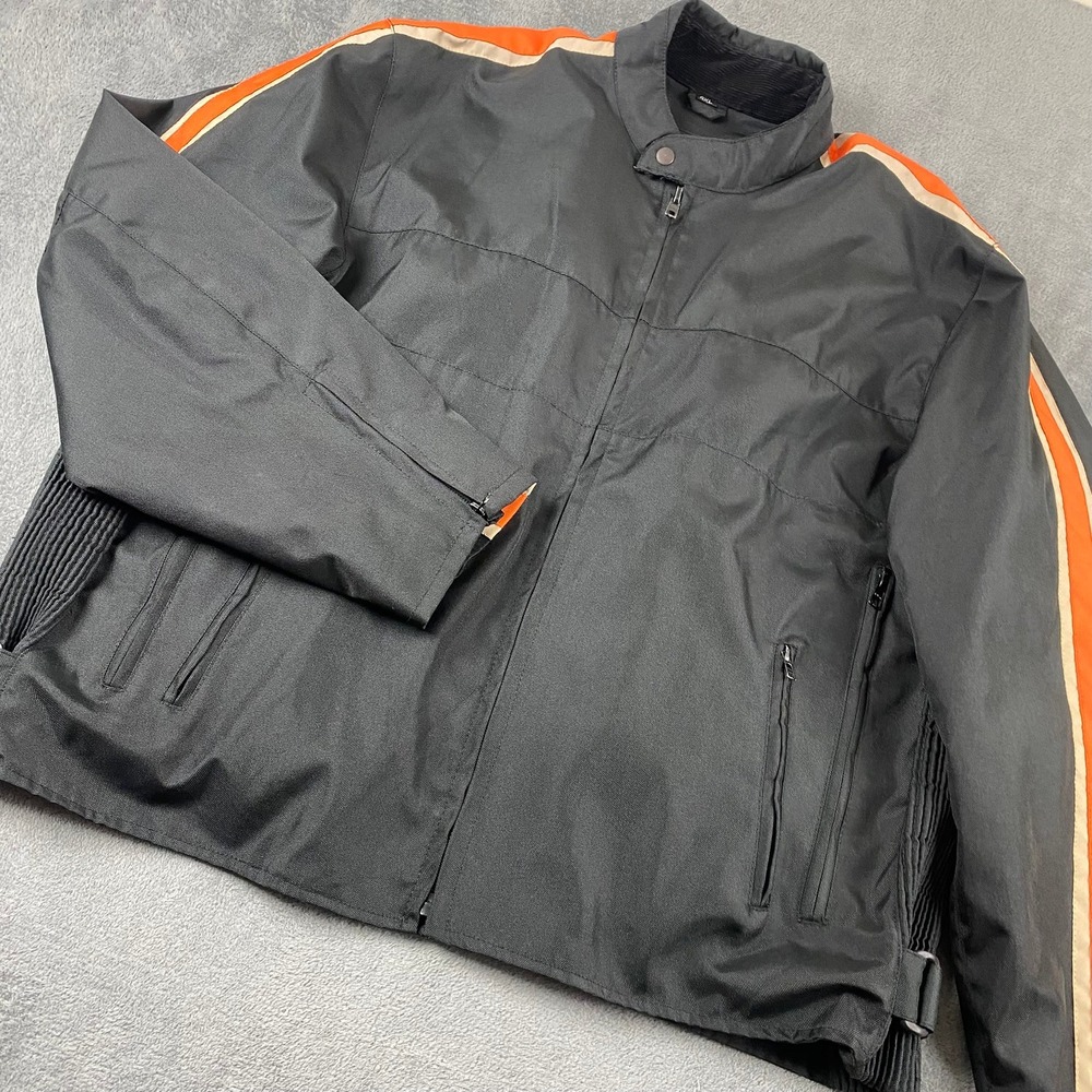 Revolution Gear Men 4XL Motorcycle Riding Jacket Black Orange Striped Mesh Biker